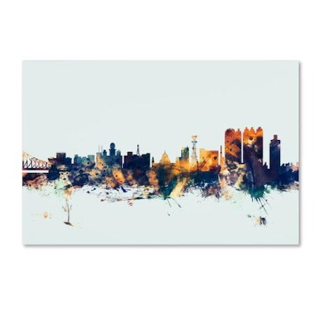 Michael Tompsett 'Calcutta India Skyline Blue' Canvas Art,16x24